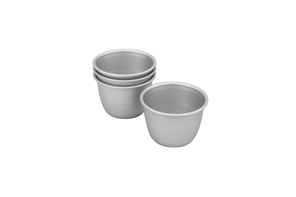 Bakemaster Silver Anodised Set of 4 Pudding Pan 7 x 6cm