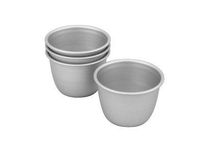 Bakemaster Silver Anodised Set of 4 Pudding Pan 7 x 6cm-bakemaster-What's Cooking Online Store