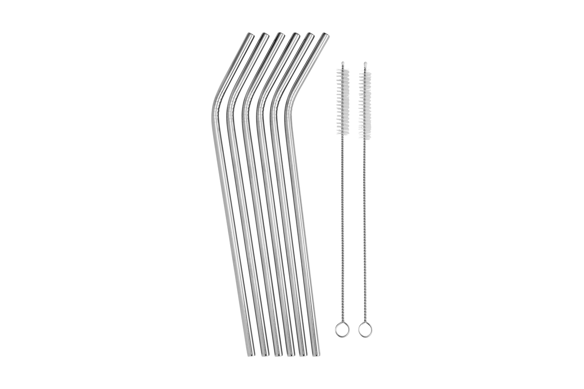Maxwell & Williams Cocktail & Co Reusable Straw Set of 6 With Brush Stainless Steel Gift Boxed