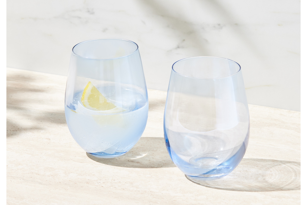 Maxwell & Williams Glamour Stemless Glass 540ML Set of 2 Blue Gift Boxed