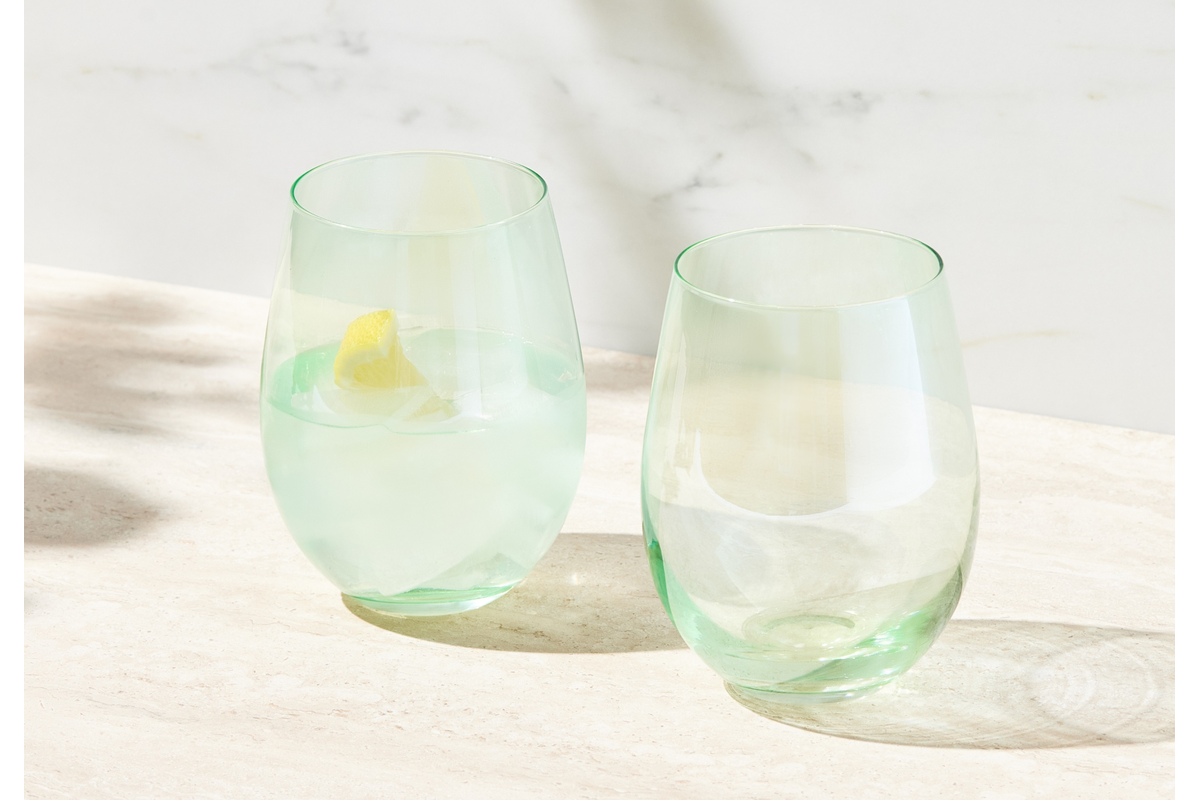 Maxwell & Williams Glamour Stemless Glass 540ML Set of 2 Green Gift Boxed