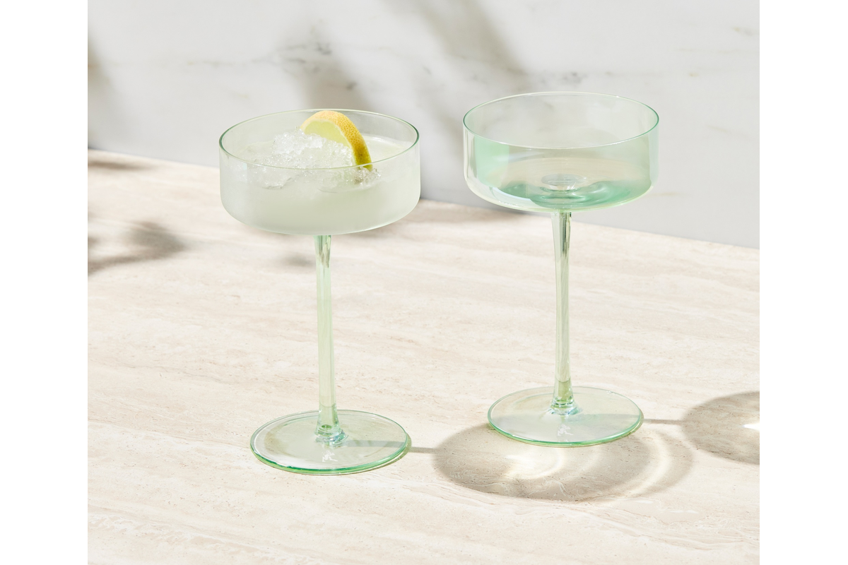 Maxwell & Williams Glamour Coupe Glass 240ML Set of 2 Green Gift Boxed