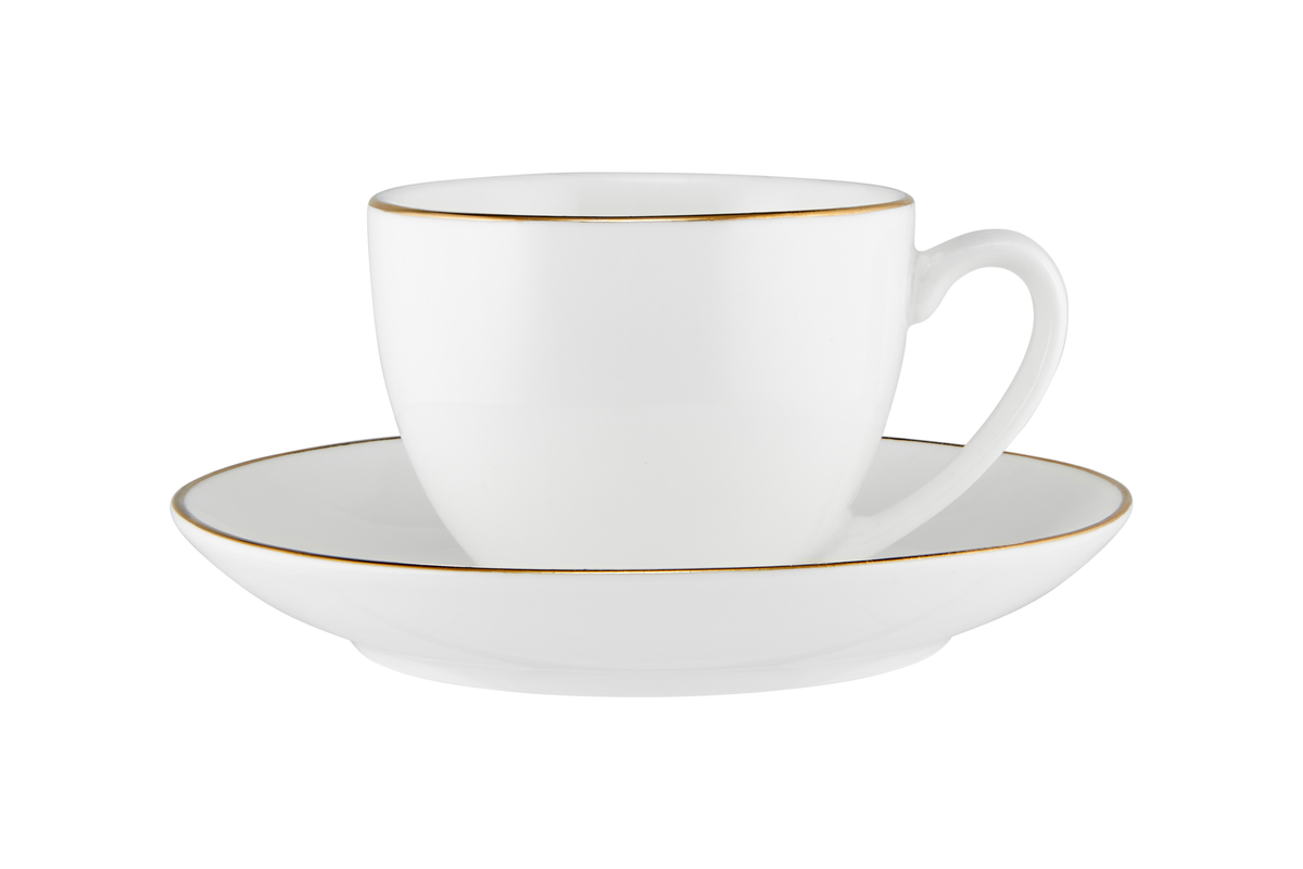 Maxwell & Williams White Gold Coupe Demi Cup & Saucer 90ML Gold