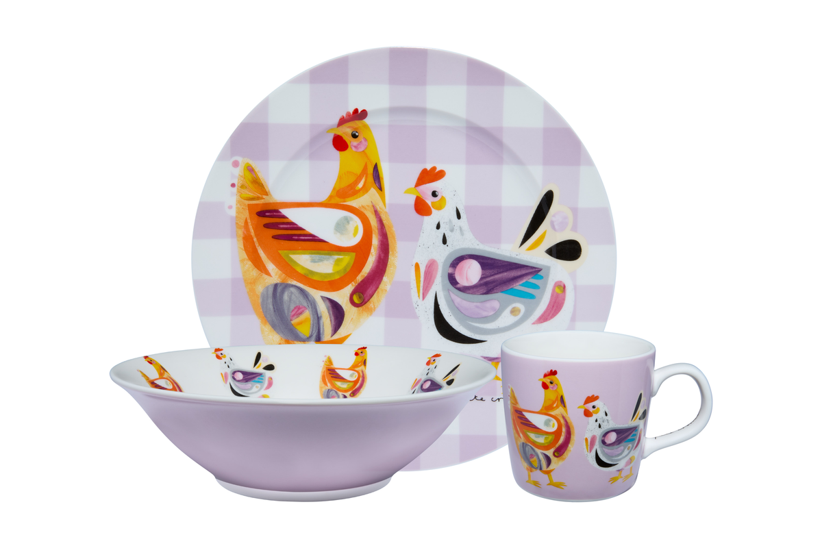 Maxwell & Williams Pete Cromer Barn Friends Children's 3pc Dinner Set Chook Gift Boxed