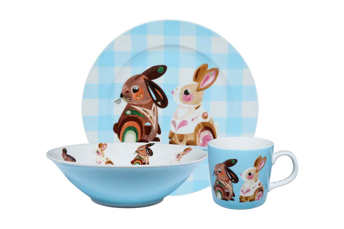 Maxwell & Williams Pete Cromer Barn Friends Children's 3pc Dinner Set Bunny Gift Boxed