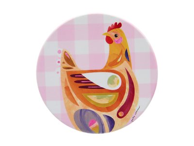 Maxwell & Williams  Pete Cromer Barn Friends Ceramic Round Coaster 10cm Pink Chook-maxwell-and-williams-What's Cooking Online Store
