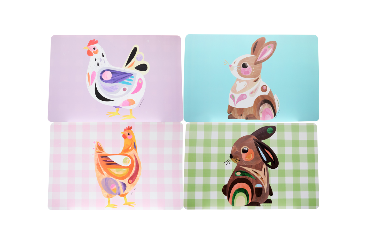 Maxwell & Williams  Pete Cromer Barn Friends Placemat Reversible 43x28cm Set of 4 Assorted