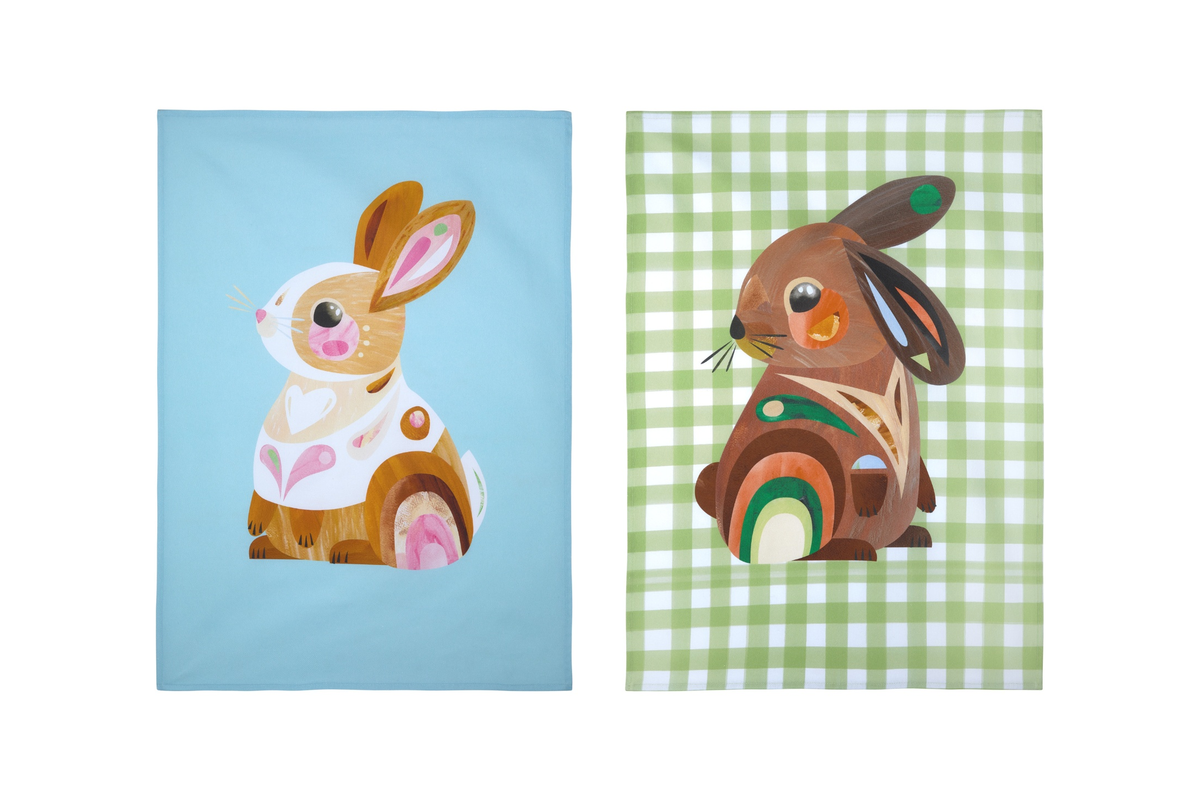 Maxwell & Williams  Pete Cromer Barn Friends Tea Towel Set of 2 50x70cm Bunny