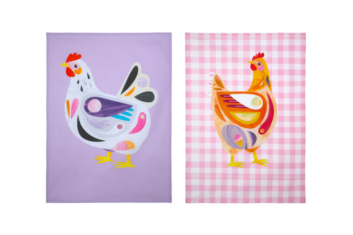 Maxwell & Williams  Pete Cromer Barn Friends Tea Towel Set of 2 50x70cm Chook