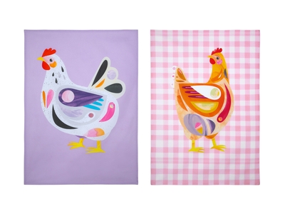 Maxwell & Williams  Pete Cromer Barn Friends Tea Towel Set of 2 50x70cm Chook-maxwell-and-williams-What's Cooking Online Store